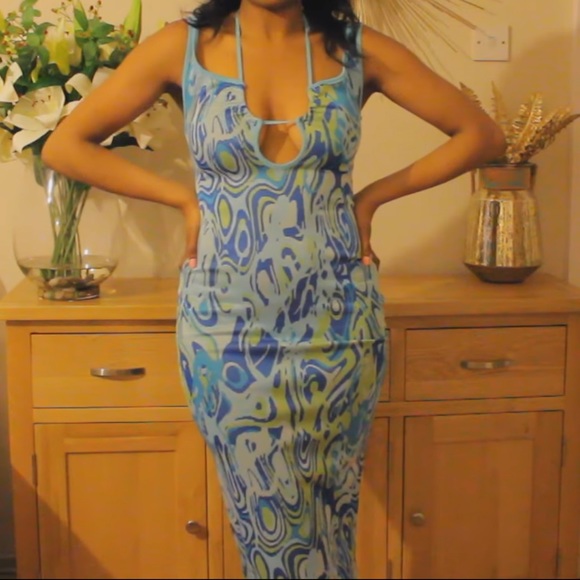 ZARA RETRO LAVA PRINTED STRETCH BANDAGE KNIT JACQUARD MIDI DRESS - Picture 4 of 11